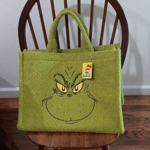 Dr. Seuss Grinch Fuzzy Green Bag Tote